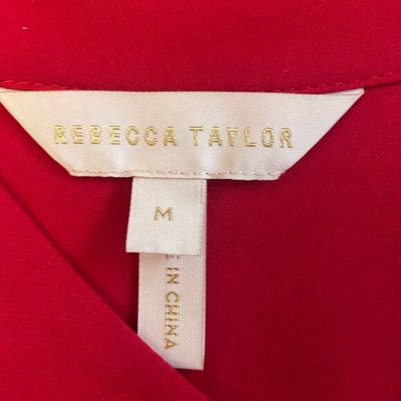 Rebecca Taylor Long Sleeve Red Silk Dress Medium New Retails $365 - Picture 8 of 12